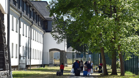 Ankommende Flüchtlinge in der Erstaufnahmeeinrichtung Hessen in Gießen Ankommende Flüchtlinge in der EAEH