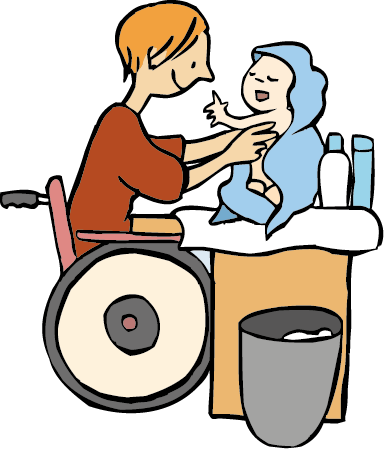 Rollstuhlfahrerin-Baby Rollstuhlfahrerin-Baby